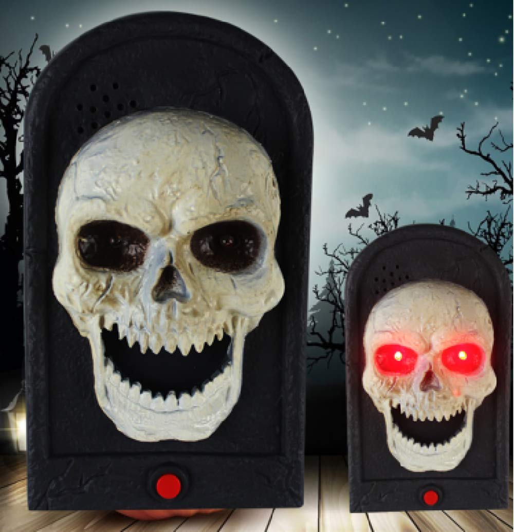 LEJIMEI Haunted Doorbell Animated Eyeball Halloween Decoration with Spooky Sounds 046