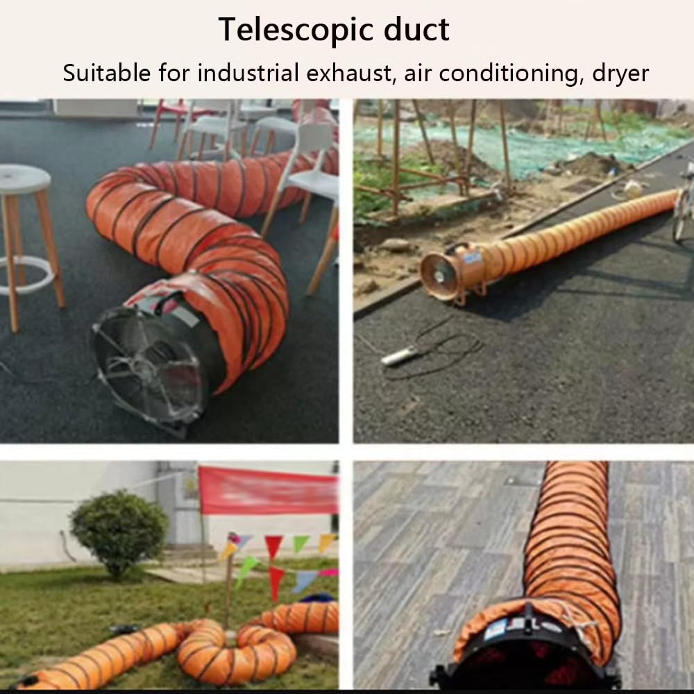 Tubo Di Ventilazione Flessibile Condotto Di Ventilazione 300mm 400mm 600mm Tubo Di Scarico In PVC Tubo Di Aspirazione Aria Con Anello A D E Corde Regolabili(2m/6.6ft,150mm/5.9in)