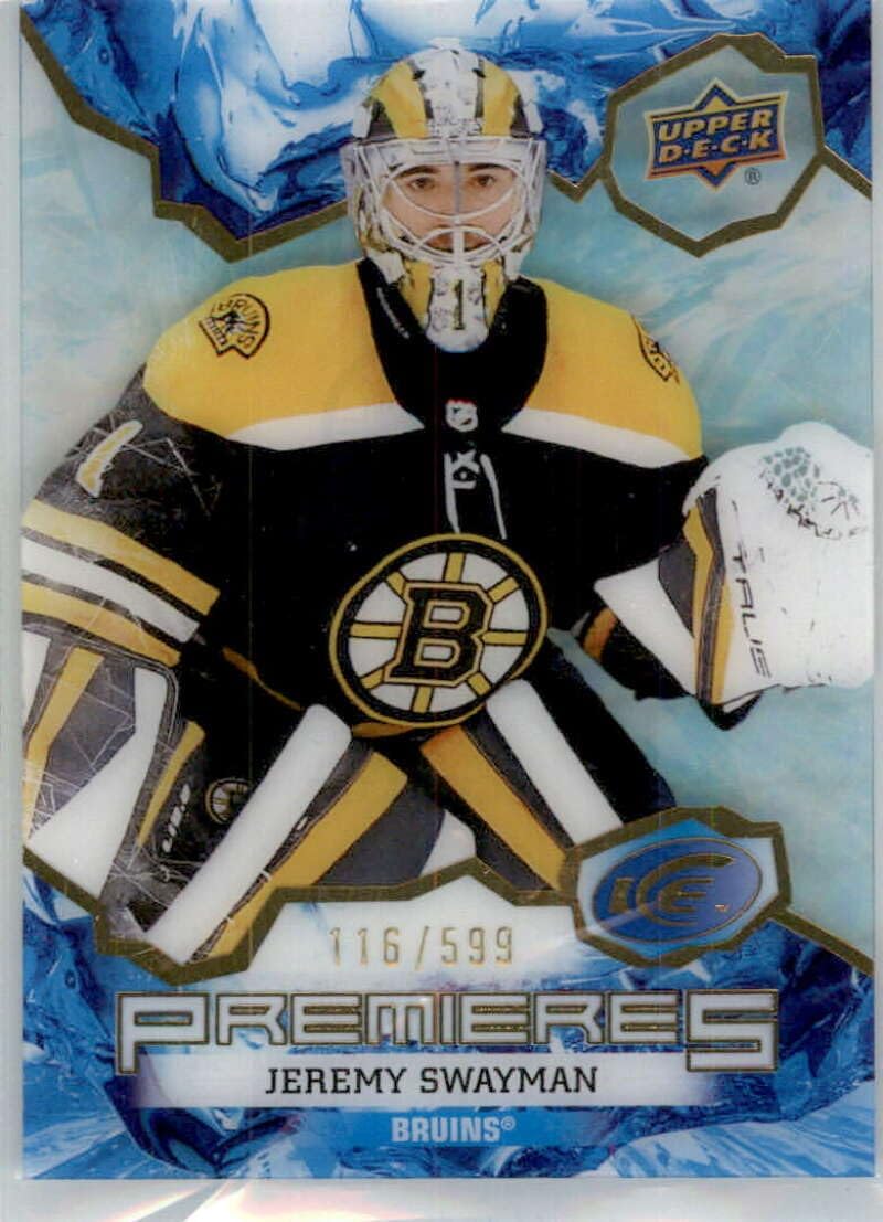 2021-22 Upper Deck Ice Blue #232 Jeremy Swayman RC Rookie Card SER/599 Boston Bruins Official NHL Hockey Card in Raw (NM or Better) Condition