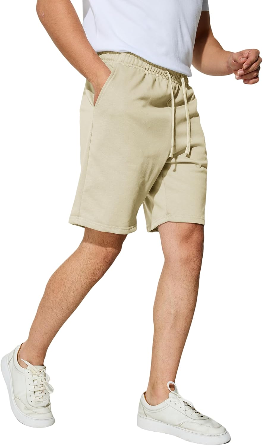 Men's Casual Shorts 7" Cotton Athletic Running Shorts Elastic Waist Drawstring Workout Sweat Shorts - Image 3