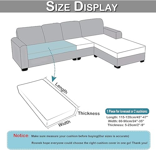 Miniatura 6 de Rosnek Fundas de cojín elásticas para sofá seccional en forma de L, funda de vellón polar suave para sofá en forma de L (para 2 cojines, 1 pieza)