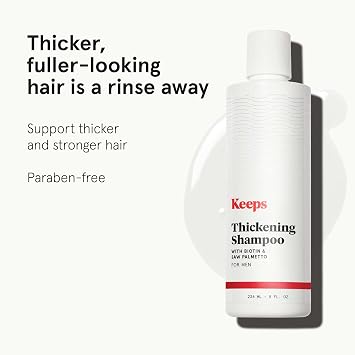 Keeps Thickening Shampoo for Men - Anti-Thinning Hair Care with Biotin, Caffeine & Saw Palmetto - Color-Safe Men's Volumizing Shampoo - DHT-Blocker - for Fuller, Thicker Looking Hair - 8 Oz