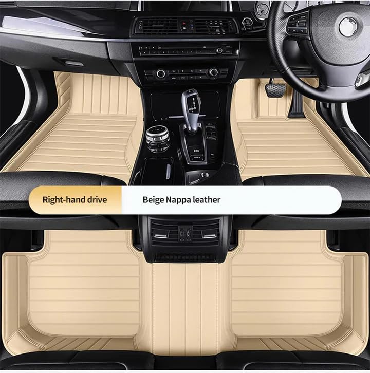 Image of MINANSH 9D Premium Leatherette Car Foot Mat Luxurious & Elegant Look | 100% Waterproof and Dust Proof | Custom Fitted 9D Car Floor Tray Mat for Tata Harrier EV 2026 (Full Beige)