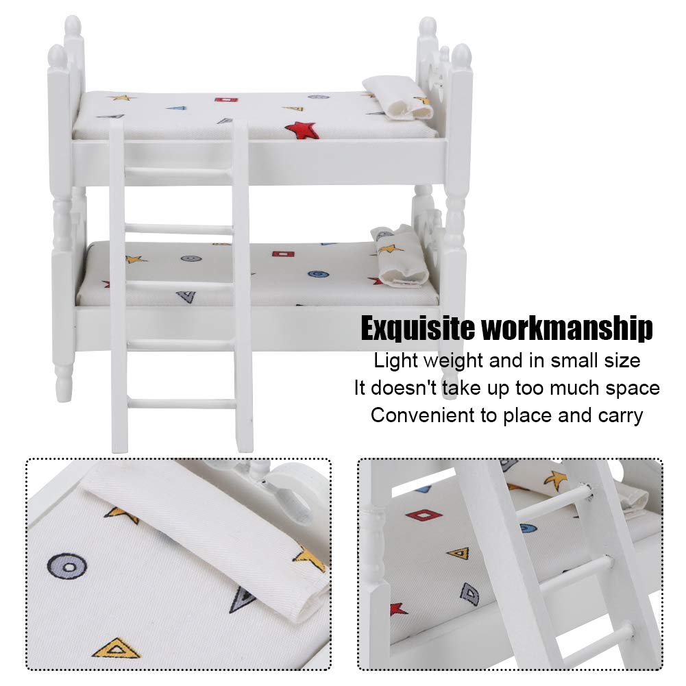 Lit Superposé Miniature En Bois Pour Maison De Poupée échelle 1/12 - Accessoire Déco Chambre | Mobilier Poupée Réaliste