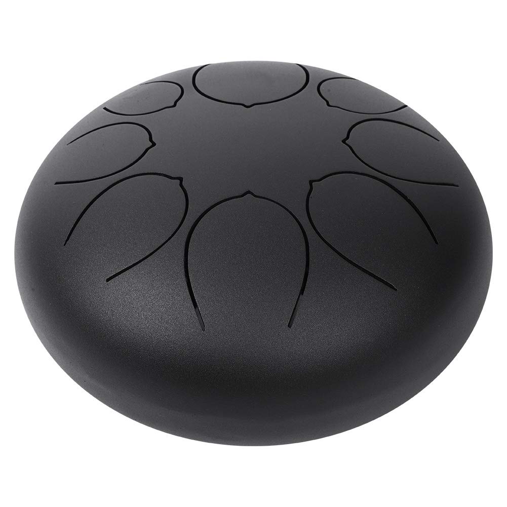 Bediffer MBAT Tamburo con Lingua in Acciaio da 10" Suono Bellissimo G/A/C/D/E/G/A/B per Yoga e Meditazione Borsa Inclusa (Nera)