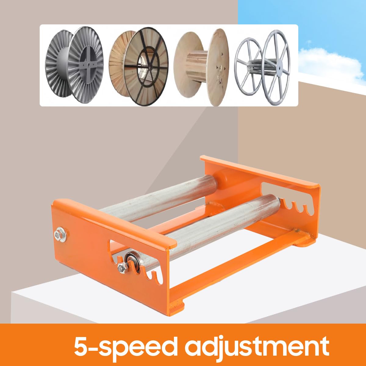 Svolgitore di Cavi a Tamburo in Acciaio Industriale Portata 200 kg | 5 Posizioni Regolabili, Compatibile con Bobine fino a 36 cm, Ideale Per Cavi Elettrici InCantieri e Officine