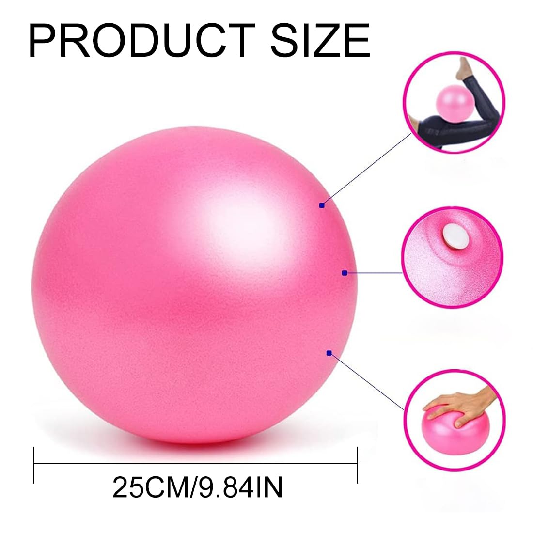 JTKREW Ballon De Pilates 25 Cm – Antidérapant, Résistant à L'éclatement, Pour Abdos, équilibre Et Souplesse