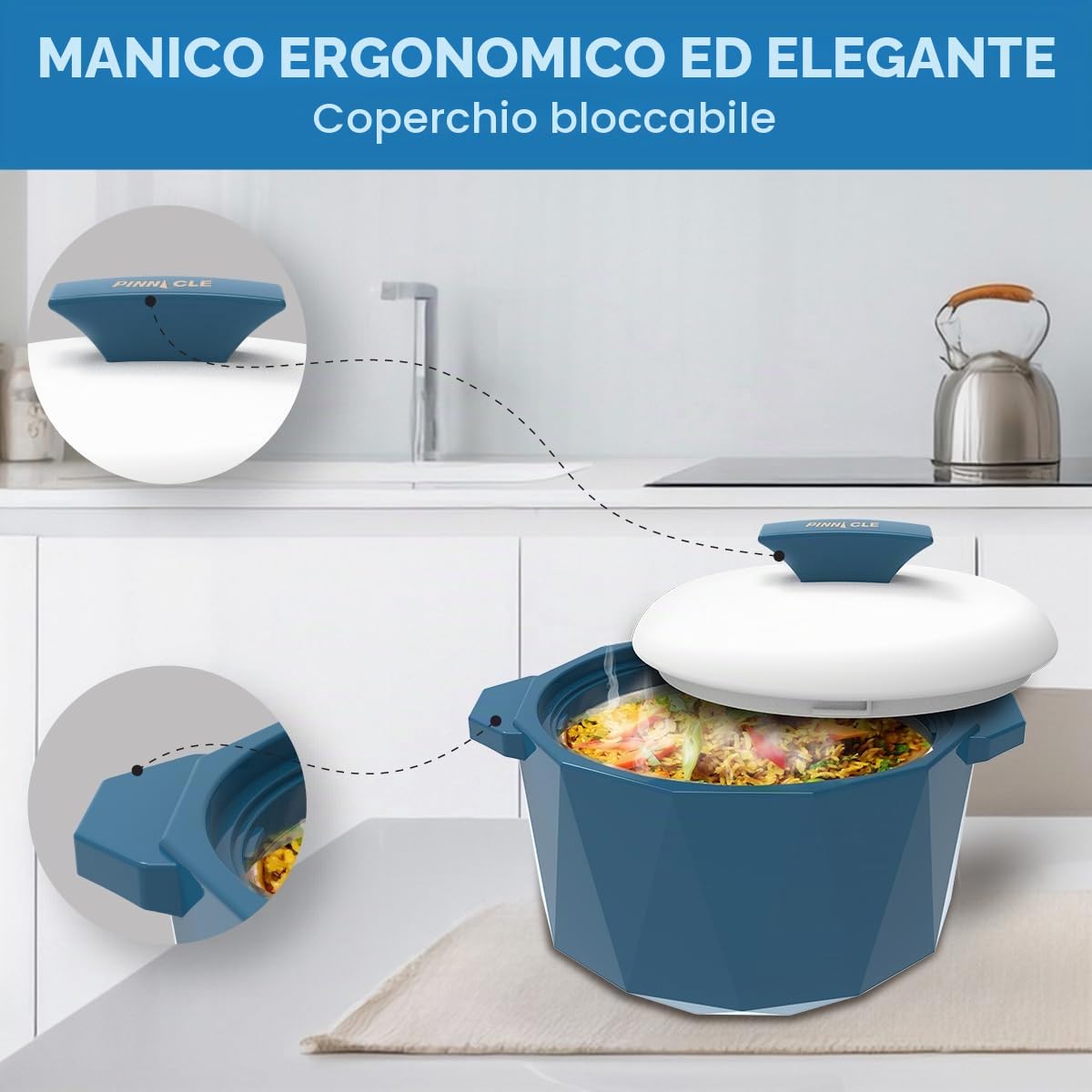 Pinnacle - Casseruola isolata con coperchio, set da 3 pezzi, 3/2/1 qt. Scaldavivande termiche per zuppa/insalata, contenitore per alimenti caldi in acciaio inox, set regalo per mamme - Vacanze