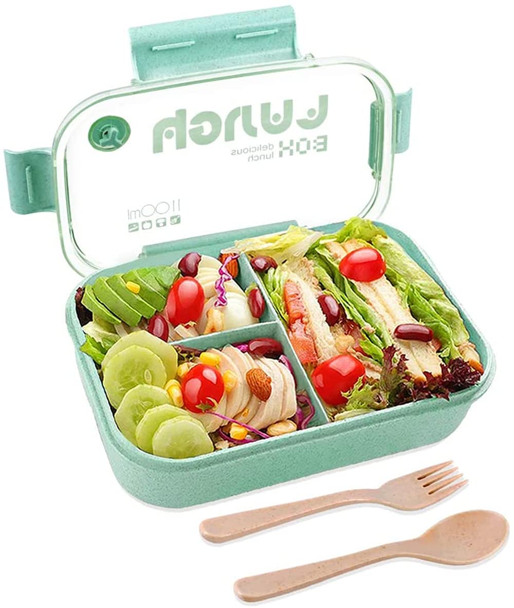 Buy ELECDON Bento Lunch Boxes, 3 Compartment Bento Box with Fork and
