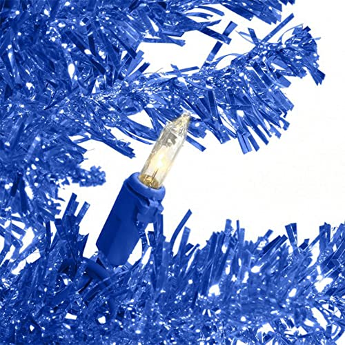 National Tree Company Pre-Lit Artificial Christmas Tree, Blue Tinsel, White Lights, Includes Stand, 4 Feet #TOP1