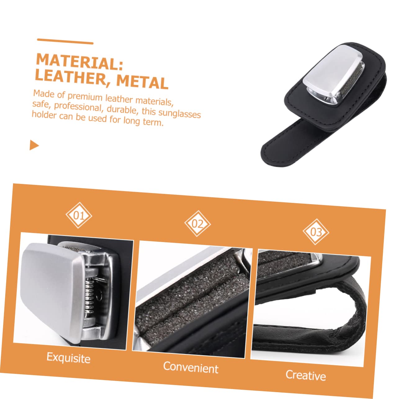 SOLUSTRE 4pezzi Supporto Occhiali Per Auto Pelle Clip Visiera Per Occhiali Da Sole e Biglietti Accessorio Pratico e Multifunzionale Per Veicoli