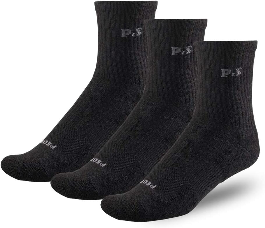People Socks Compression Short Crew Athletic Merino Wool Running Socks, Made in USA, 3 Pairs