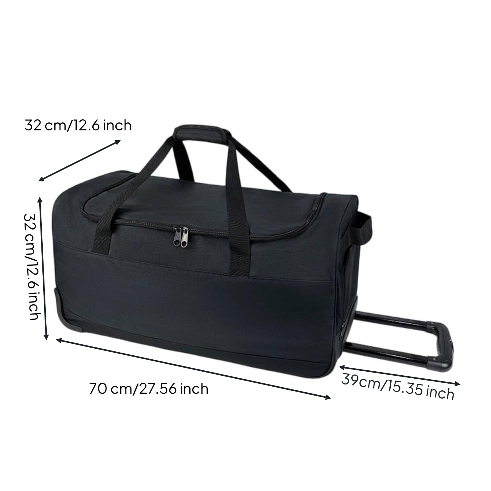 Equipaje de Entrenamiento Deportivo Maleta Rodante Deportiva Bolso Duffel Gran Compartimento Asa Telescópica en Lona y Metal Adecuado para Trayectos Entrenamientos Viajes