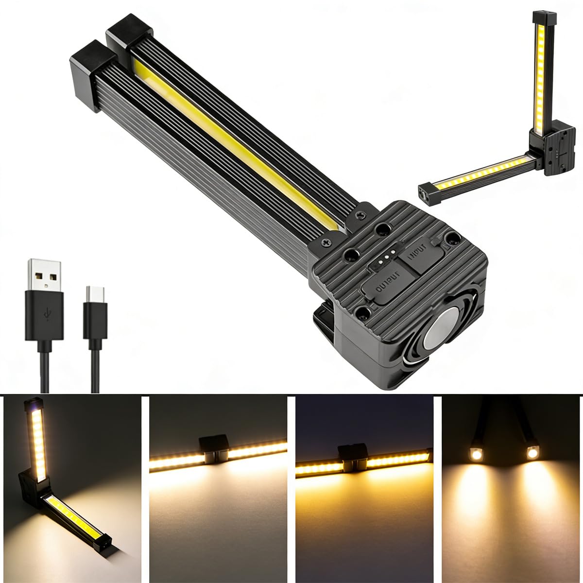 BigKing Gym Lamp per Posing, Lampada Magnetica da Palestra, Piegatura a 180 Gradi, Con Ricarica USB, 4 Modalità di Illuminazione, Impermeabile e Dimmer per Palestra, Campeggio, Luce