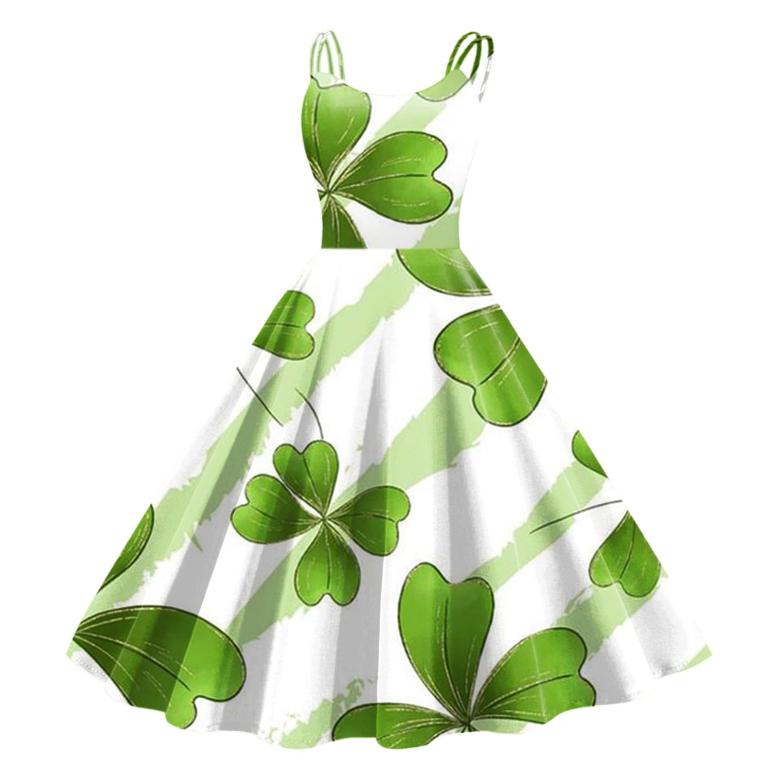 Womens St Patricks Day Fancy Dress Leprechaun Costumes Ireland Irish Lucky Shamrock Dress Saint Patricks Day Green Irish Outfits Gown CocktailGreen Sleeveless Paddy'sFancy Dres Party — image 1