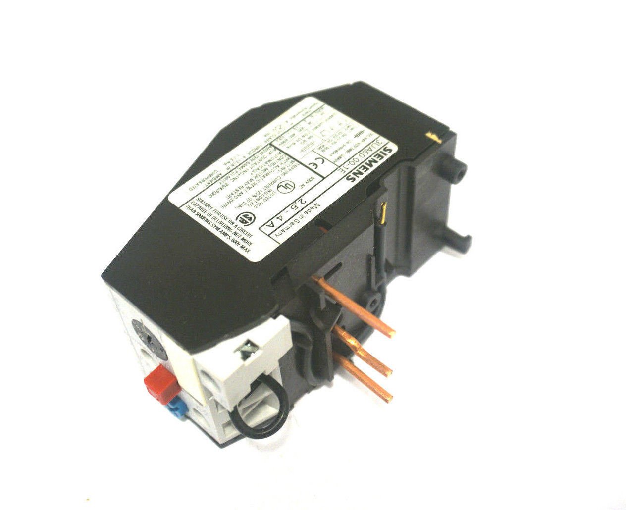 SIEMENS 3UA5000-1E Térmica. Relé de sobrecarga retardada f. Montaje en Cont./arrancadores Rango de Ajuste 2.5 a 4 A 1 NO + 1 NC, Blanco