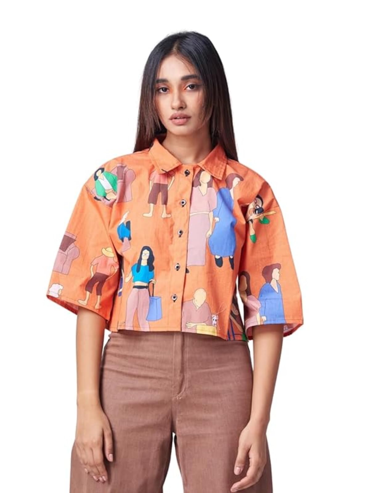 GRECIILOOKS Shirts for Women – Korean Style Short Sleeve Oversized Button Down | Plus Size Workwear Top for Office & Casual Wear (Available in Plus Size)