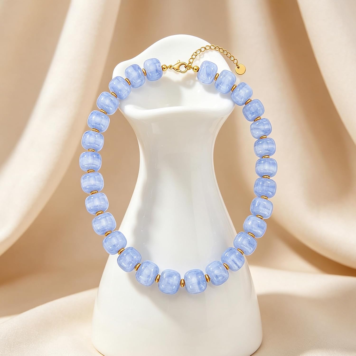 Chunky Colorful Beaded Necklace for Women Boho Summer Statement Resin Choker Necklaces Beach Jewelry Accessories image 5