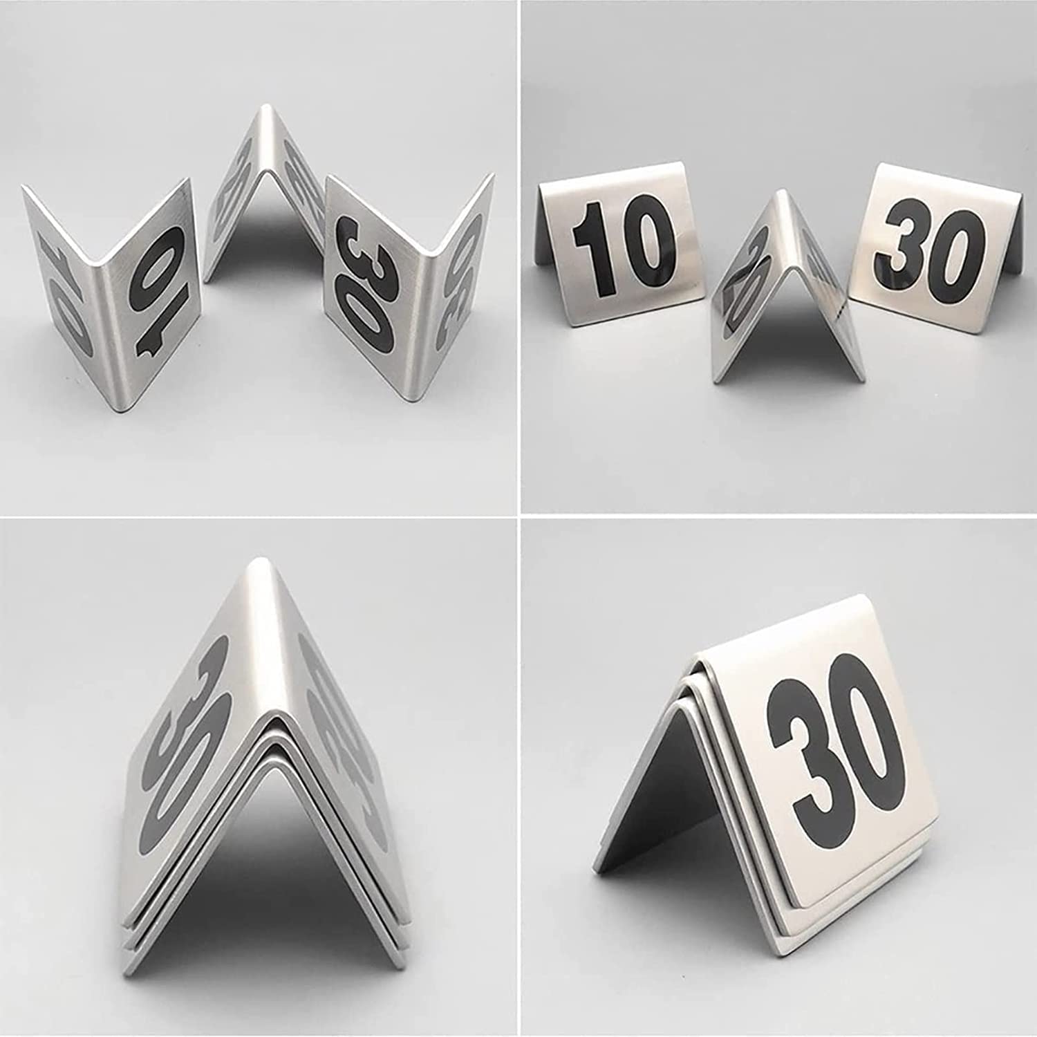 Números de mesa de metal 1-50/100, tarjetas de números de mesa reciclables, resistentes y fáciles de limpiar, apilables, de doble cara para un fácil reconocimiento, marcador de mesa para restaurant