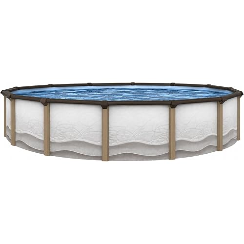Lake Effect Pools 'Cozumel' 30 ft Round Above Ground Swimming Pool | 52 Inch Resin Protected Steel Sided Walls | Bundle Includes: 25 Gauge Overlap Liner & Widemouth Skimmer
