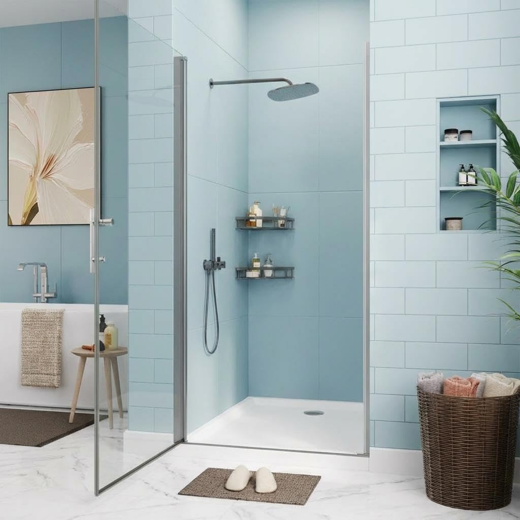 72 x 34 Inch Shower Doors with 1/4" (6mm) Tempered Glass, Single Shower Door, Easy Installation for Modern Bathroom