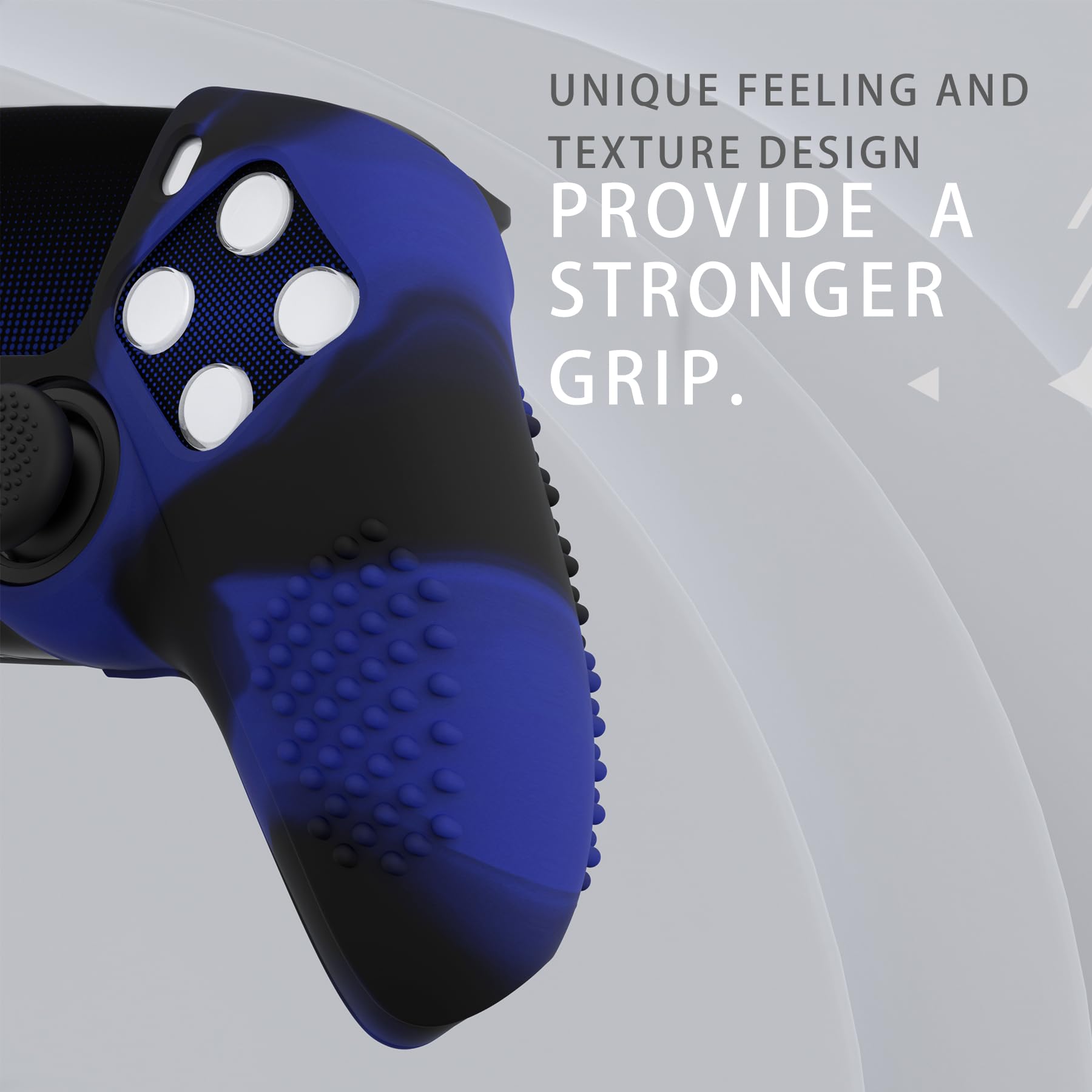 PlayVital 2 Cover Joystick per ps5 Controller-Compatibile con ps5 Base Ricarica, Custodia Silicone Antiscivolo&Copri Analogici&Adesivi Skin per Touchpad,3D Borchiate-Blu Nero