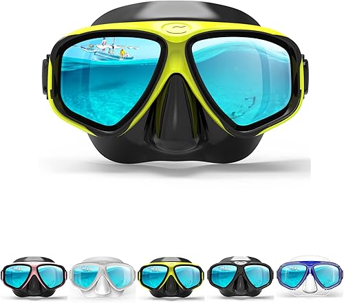 Miniatura 10 de COPOZZ Máscara de buceo juvenil, bajo volumen, sin empañamiento, esnórquel, buceo, gafas de buceo, máscara de vidrio templado, gafas de buceo sin