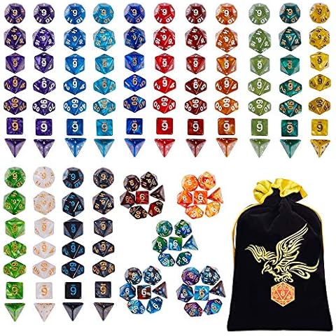 QMAY Polyhedral Dice, Dungeons and Dragons Dice Set 7 Sided Polyhedral DND for MTG RPG Game (20) Cover