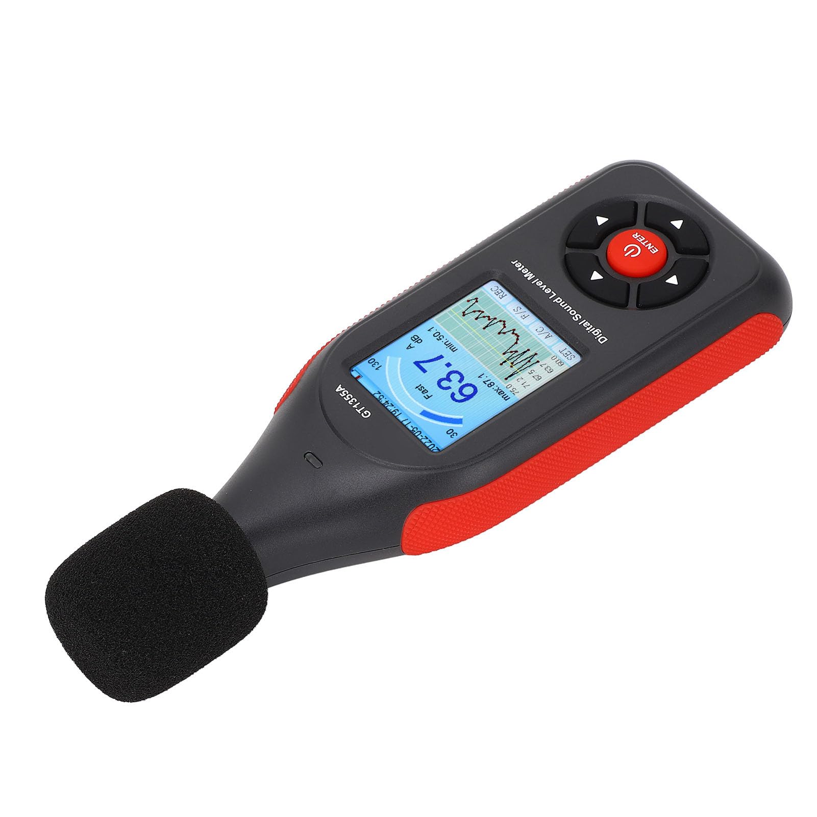 Fonometro portatile con schermo LCD retroilluminato e modalità di risposta rapida e lenta - Lettore digitale del livello di rumore con misurazione di temperatura e umidità -