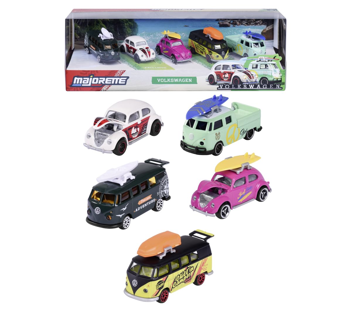 Majorette Volkswagen 5 Pieces Giftpack, Multicolor, 7.5 cm