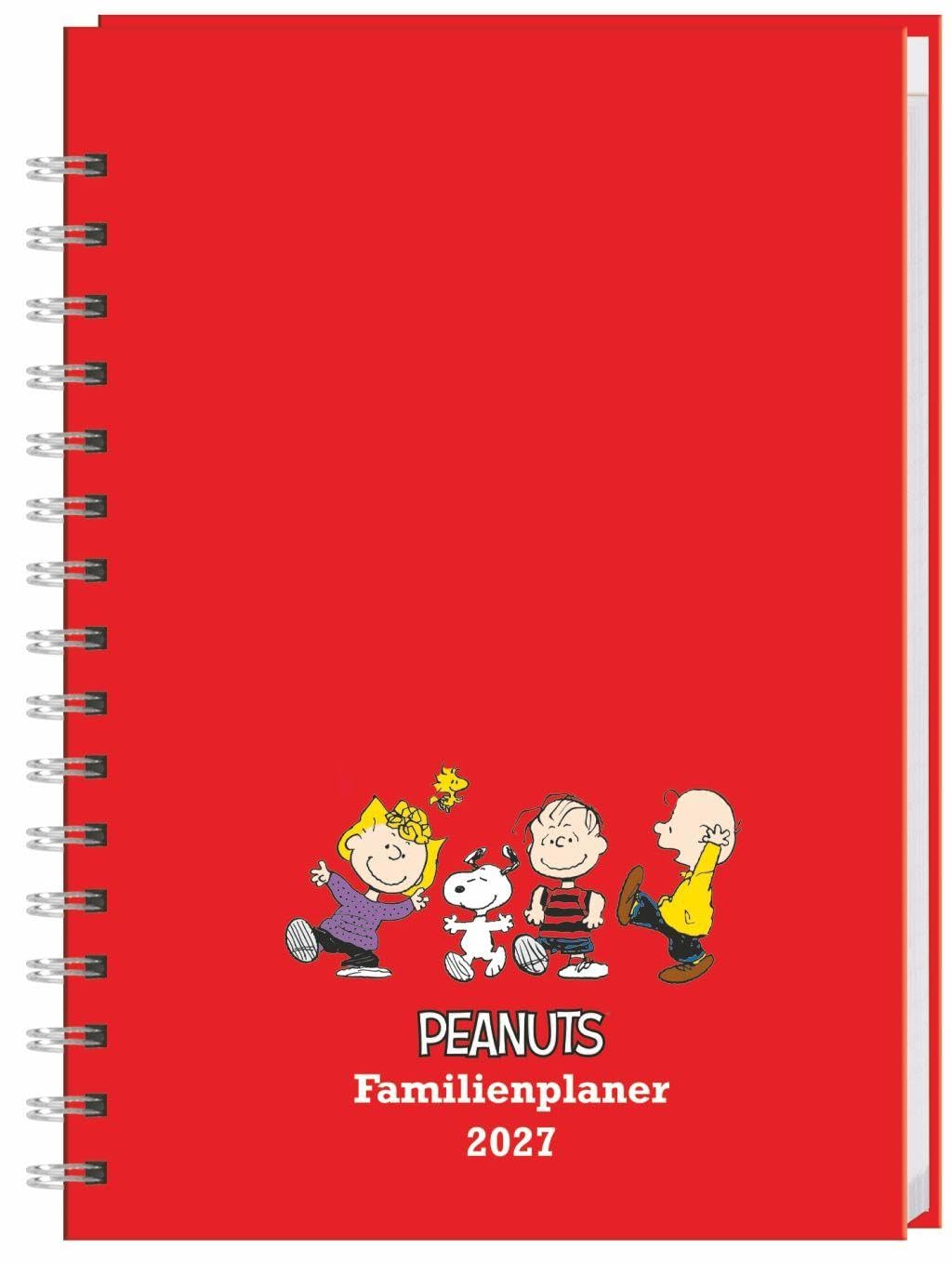 Peanuts Familienplaner-Buch A5 2027: Familienkalender mit 5 Spalten. Liebevoll illustrierter Buch-Kalender mit Einstecktasche und Schulferien. Terminplaner mit 160 Seiten.