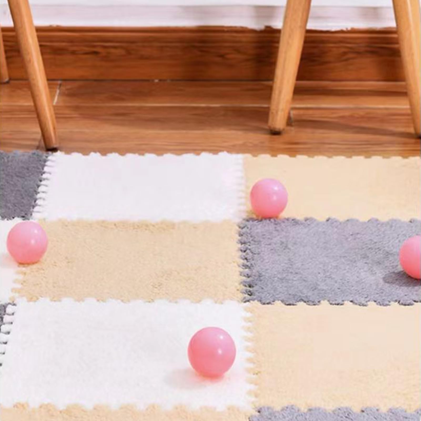 10 Alfombrillas De Espuma Entrelazadas, Alfombra De área De Felpa, Alfombra De Piso De Rompecabezas Entrelazada De 12 X 12 In, Alfombra Suave para Dormitorio(Color:Gris)