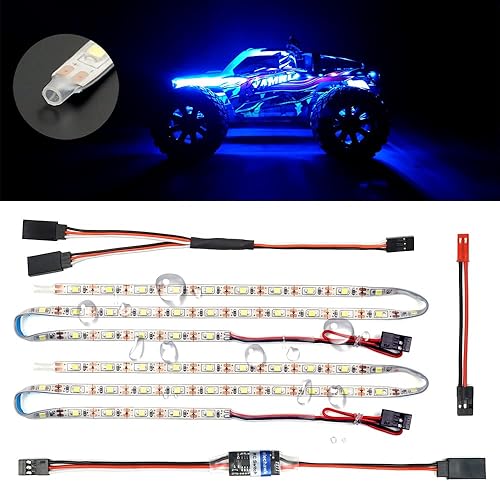 Interruptor controlador de luz de coches RC y tiras de luz azul impermeables paquete de luces de avión RC