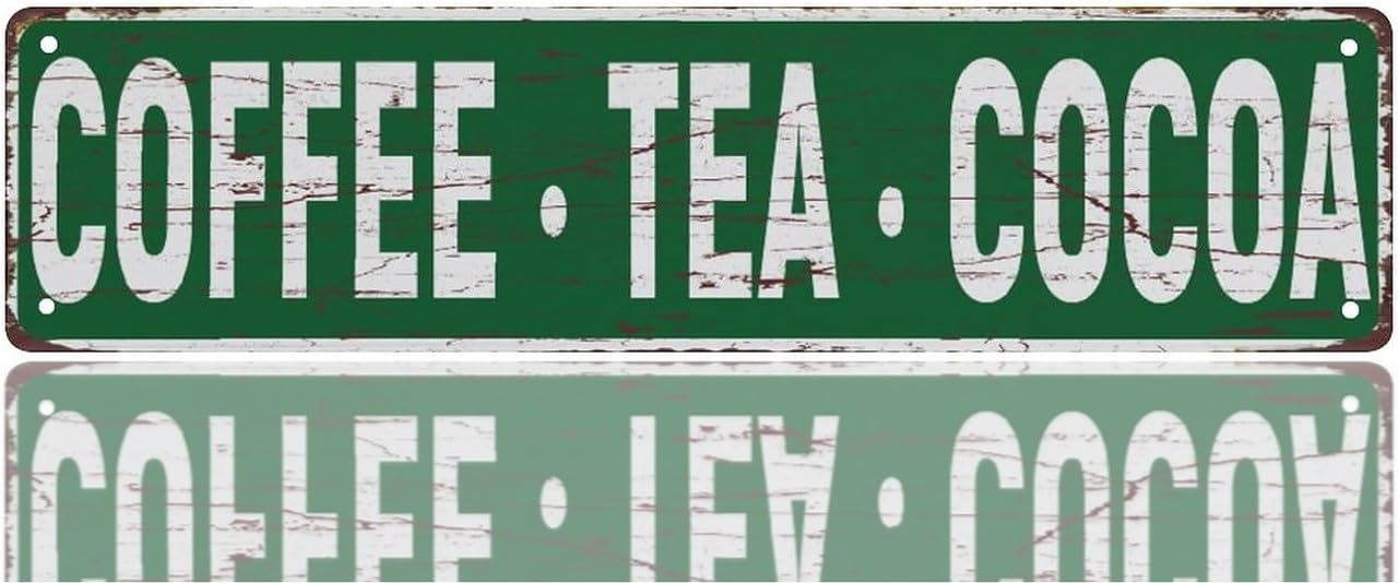 Vintage Tin Sign Coffee Tea Cocoa Retro Metal Signs 4x16 Inch For Shop Yard Man Cave Garage Outdoor Funny Wall Decor Decorative Poster Plate