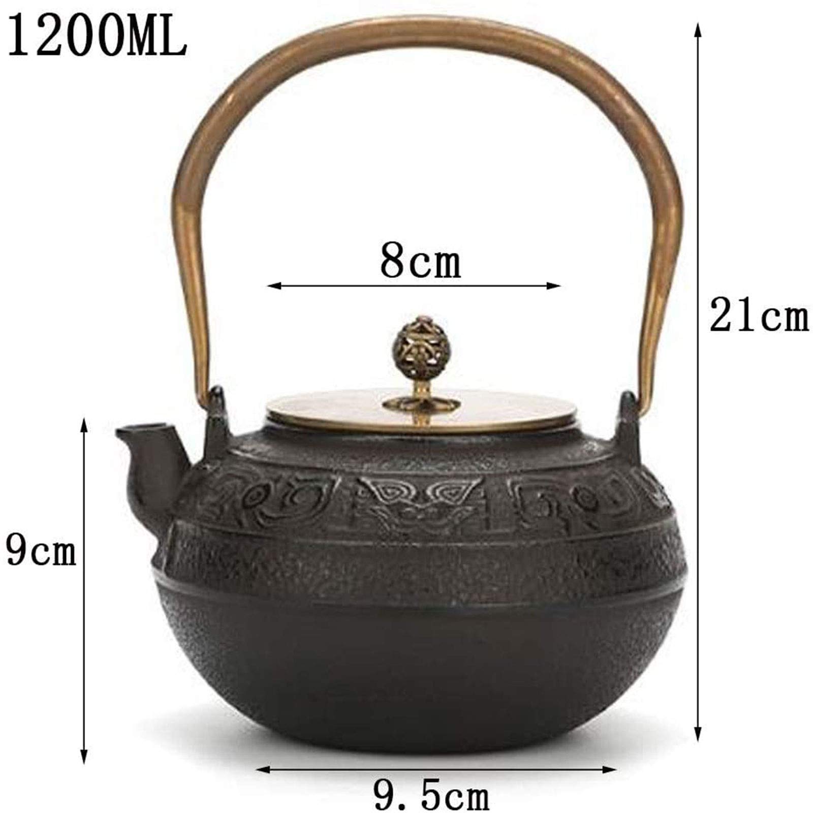 Tee-Kessel-Teekanne, Hitzebeständiger Schwarzer Tee-Infuser, Retro-Gusseisenkessel Mit Filter- Und Isoliergriff, Für Home Office-Party, 1.2l