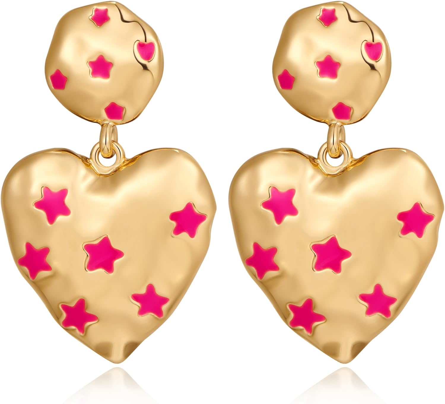 Heart Earrings for Women Pink Dangle Earrings Fashion Statement Jewelry
