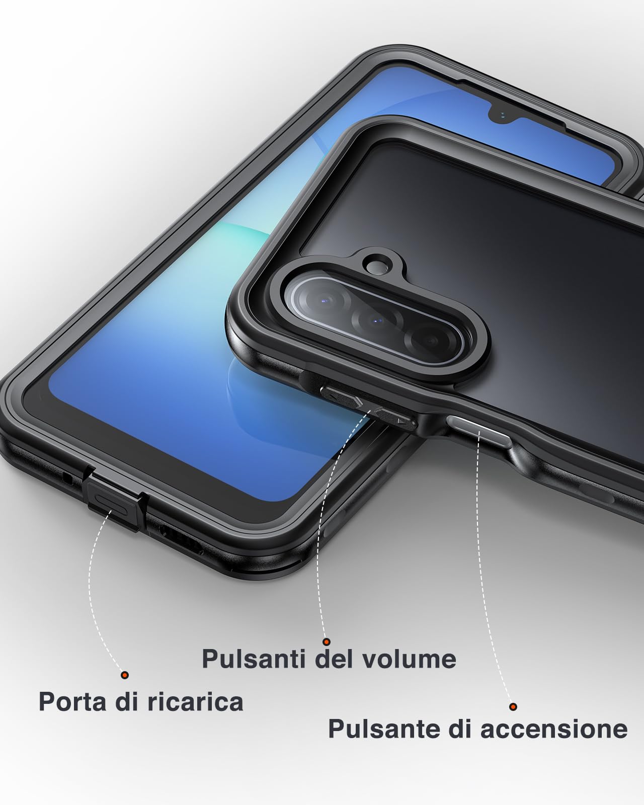 Cover per Samsung Galaxy A17 4G/5G Impermeabile, IP68 Waterproof e 360° Protezione Custodia Subacquea Antiurto Rugged Full Body Copertura con Protezione dello Schermo per Samsung A17, Nero
