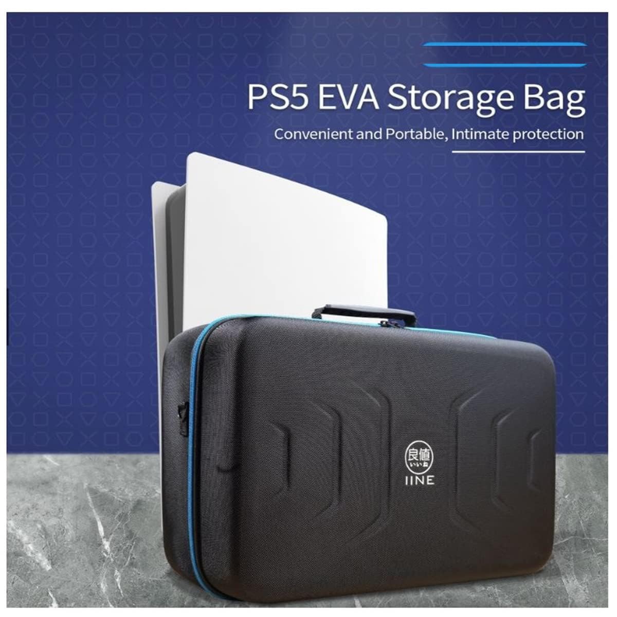 PSS PS5/PS5 Pro Storage Bag Hardshell Case for PS5 Disk/Digital, Premium Waterproof Travel Carrying PS5 Console, Headset,2 Controllers,Games,Stand,Charging Station, Cables Other Accessories