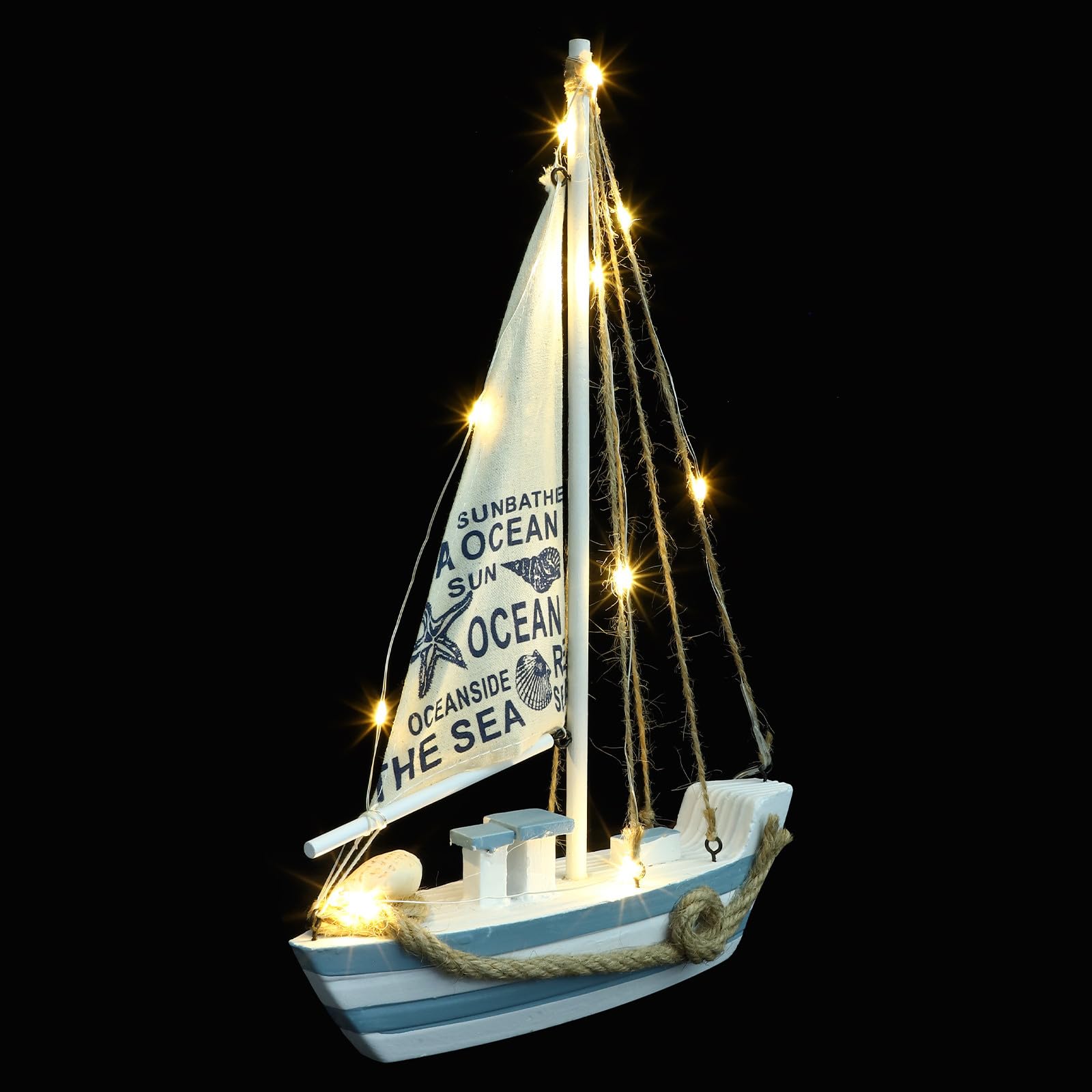 Barco de madera LED el regalo ideal de temática marinera para hogar