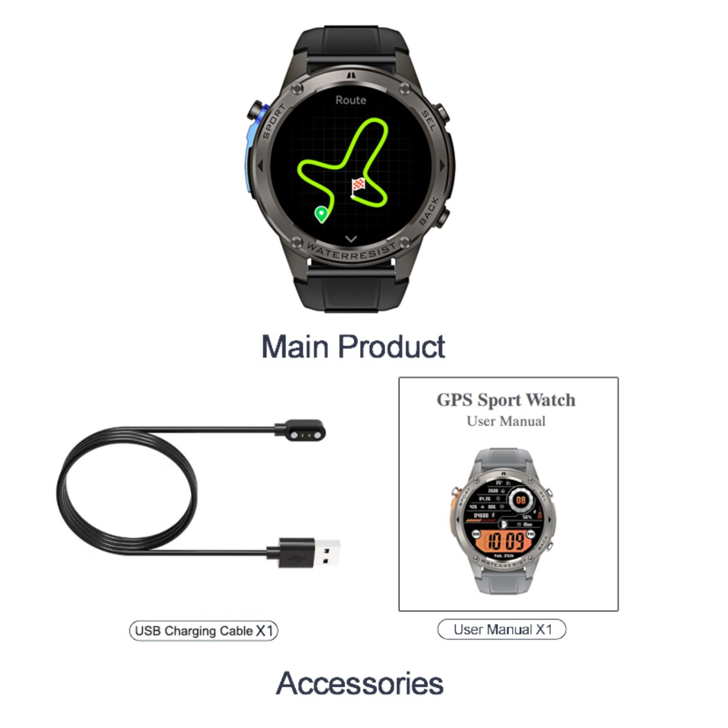 AIEK Smartwatch da Uomo, GPS Orologio Sportivo,65 Giorni Standby,5ATM Impermeabile per Nuoto, Chiamate Bluetooth, Fitness Tracker 170+ Sportive, Sonno Bussola,Compatibile iOS Android (Nero)