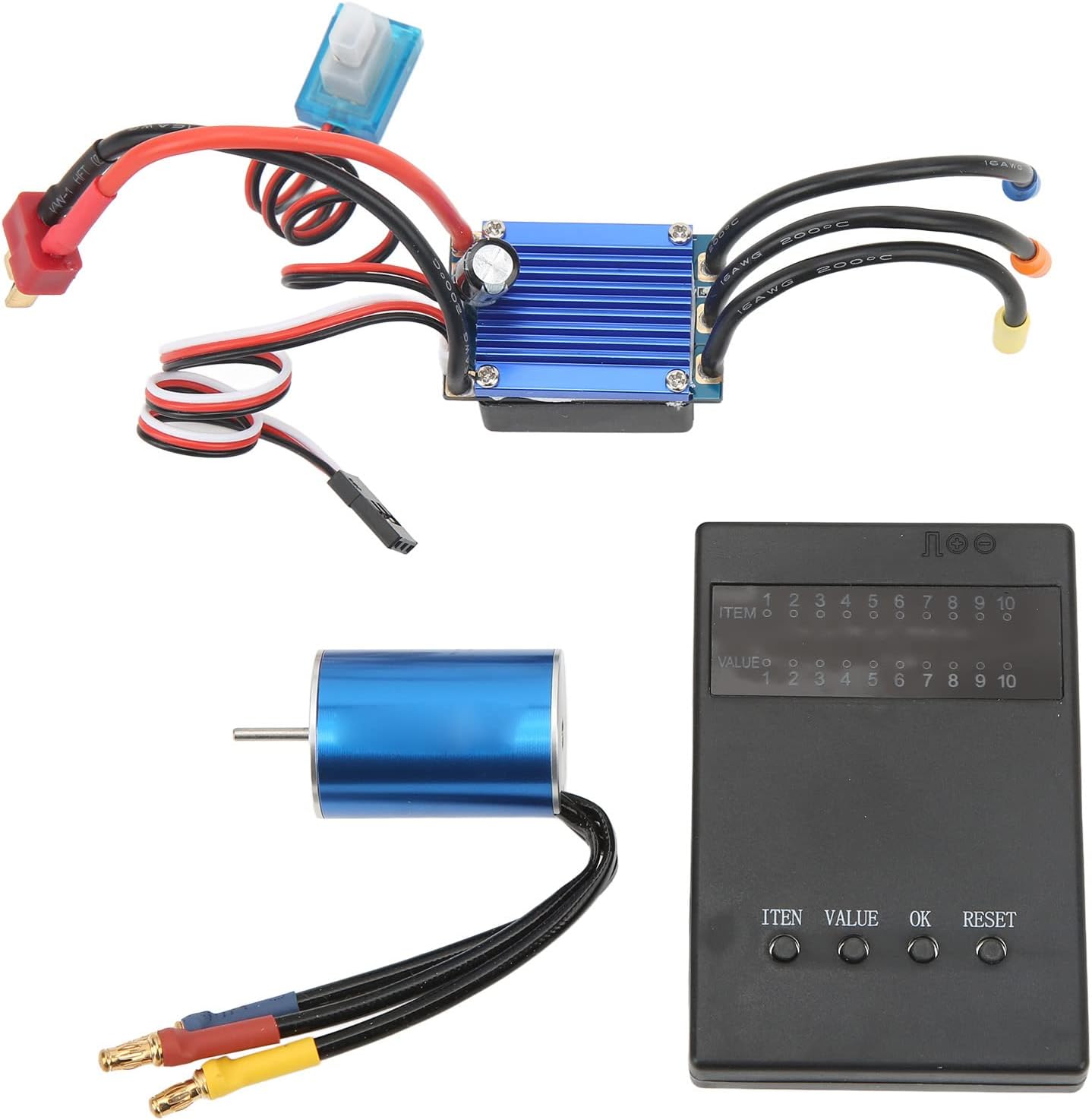 2435 4800KV Brushless Motor with 25A ESC Programming Card Combo Set Strong Twist and Multiple Protection for Traxxas 1/16 1/18 RC Car