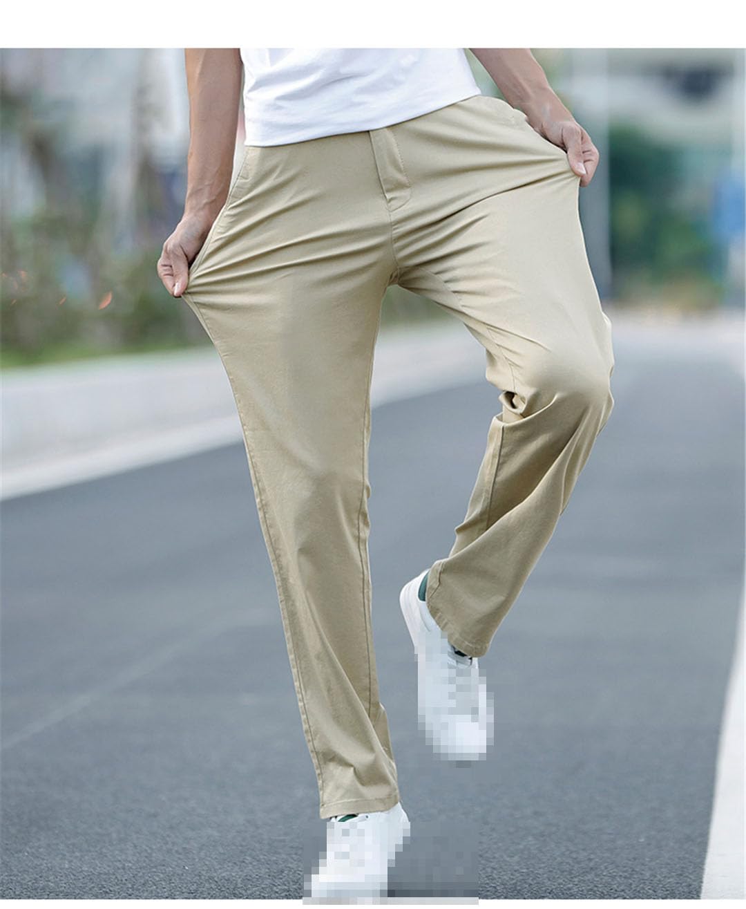 Vogrtcc Pantalones Informales Rectos Y Elásticos Finos para Hombre, Pantalones De Negocios De Talla Grande