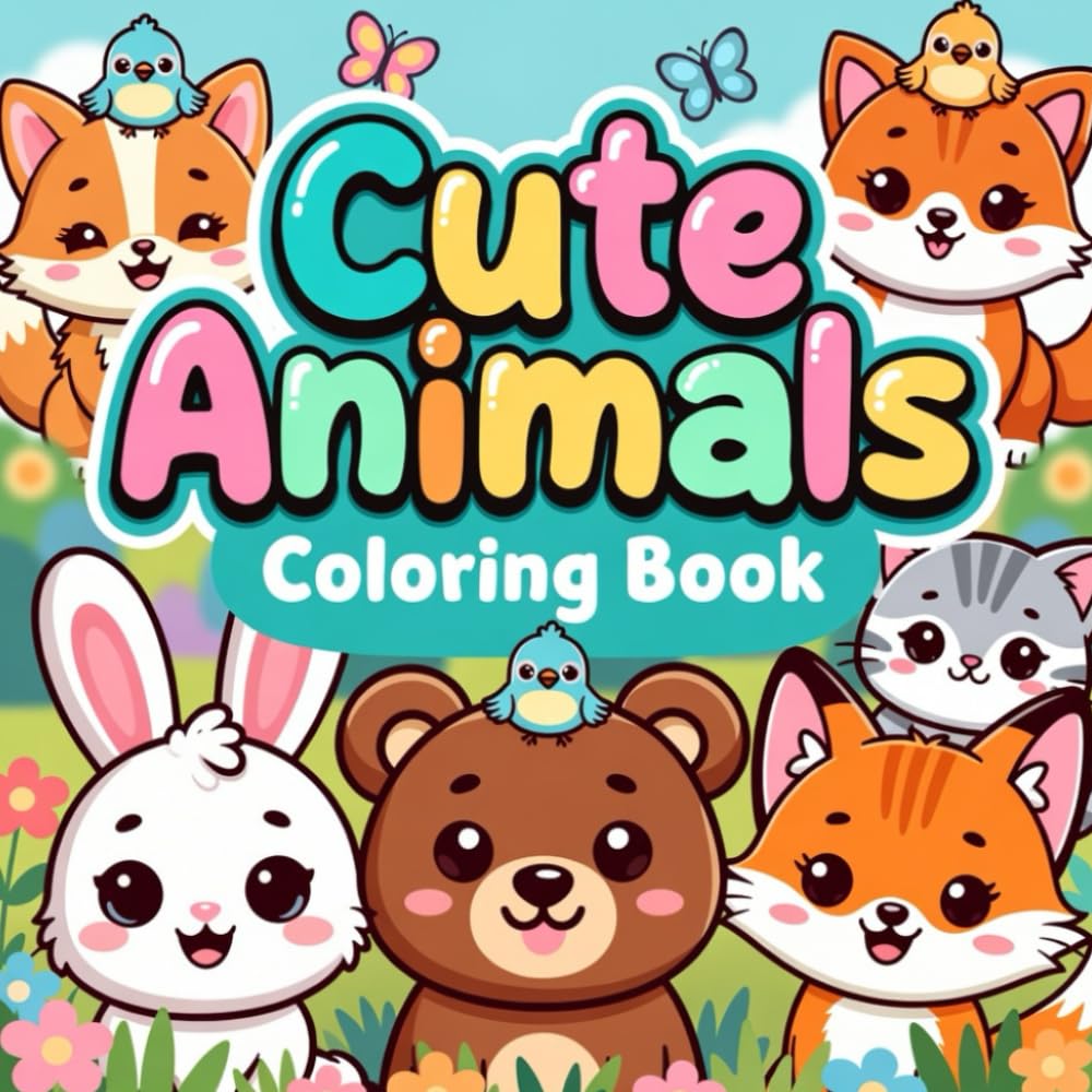 Cute Animals Coloring Book for Kids Ages 3-8 | Fun and Easy Coloring Pages with Puppies, Kittens, Bunnies, Pandas, and More | Perfect for Boys and ... (Cute Little World Coloring Book Series)