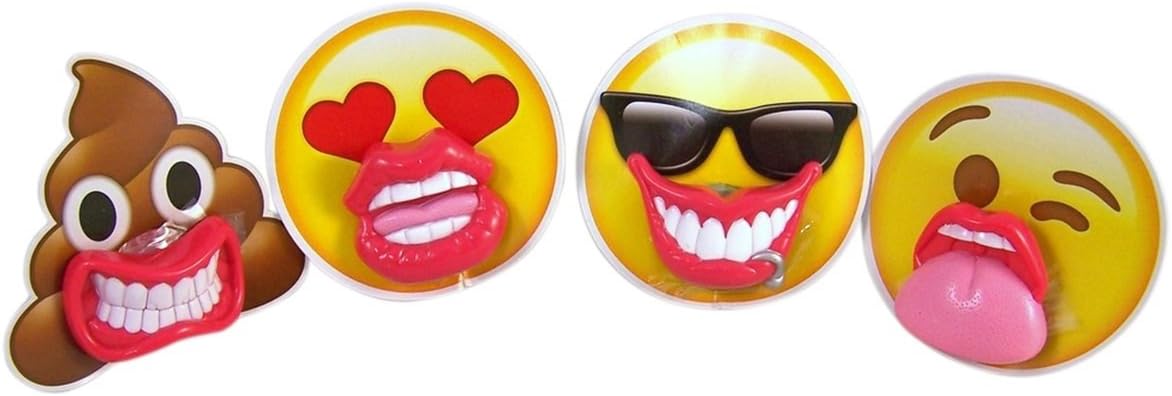 Emoji Emojicon Smily Face Lip Pops Lollipops, .8 oz (Pack of 4)