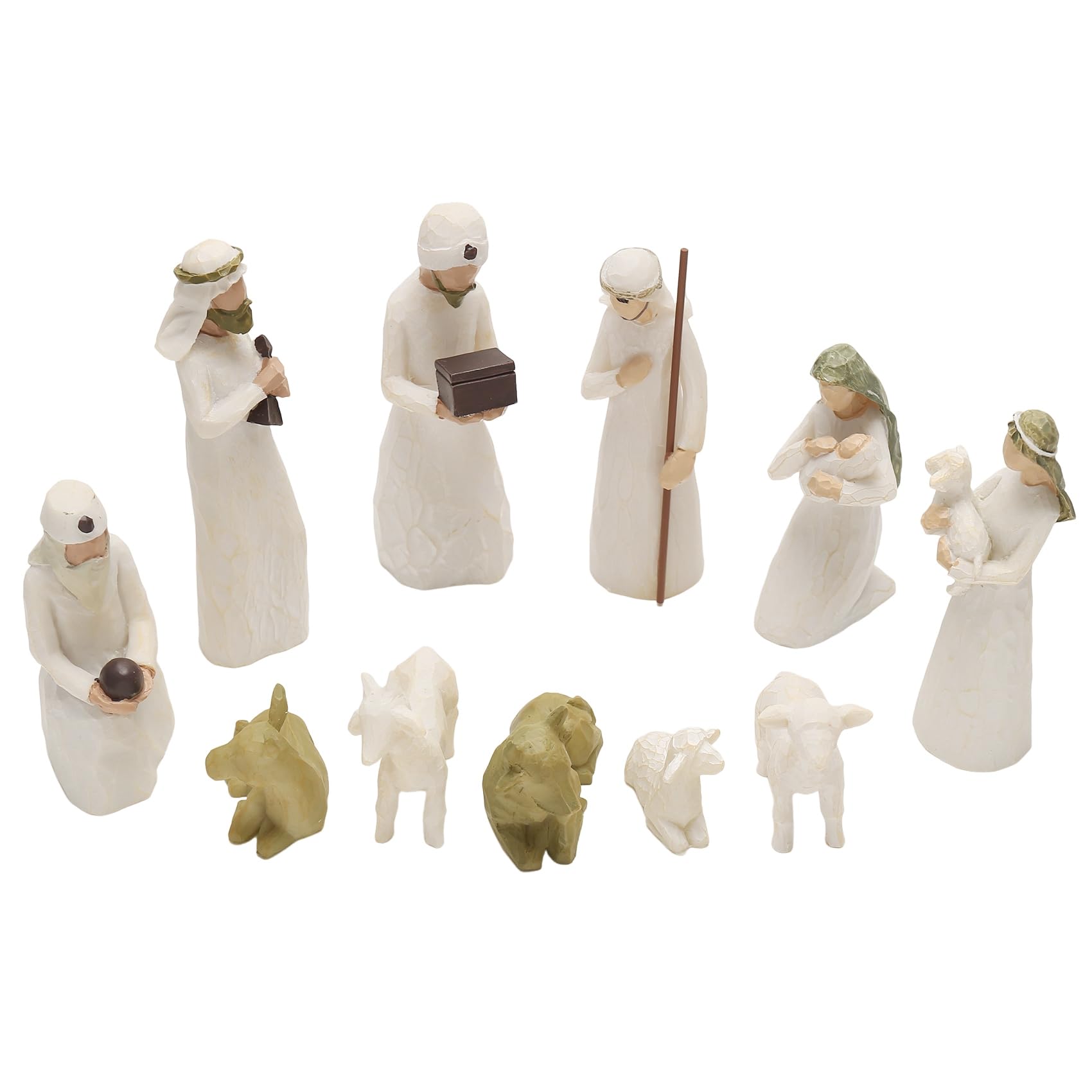 detee 10PCS Christ Nativity Statue Christmas Crib Statue Little Jesus Manger Christmas Crib Statue