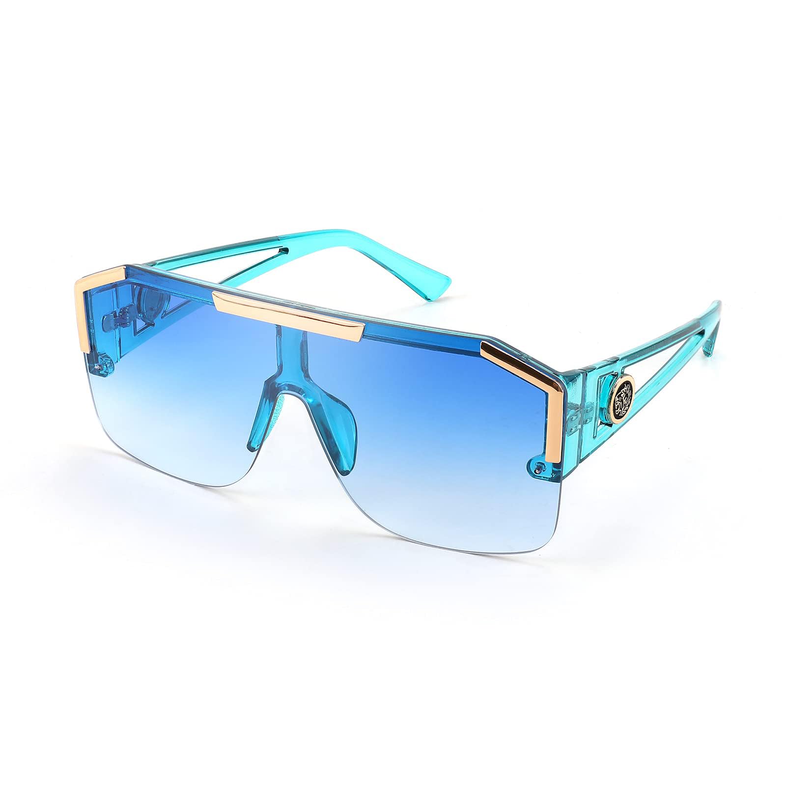 Square Flat Top Shield Sunglasses One Piece Frameless Stylish Women Men UV400 B2765