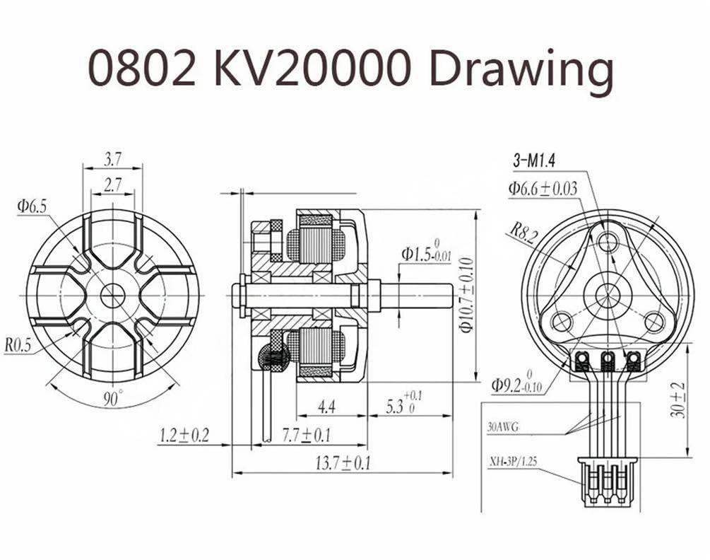 RS0802 0802 KV20000 1S Lipo Ultra-Light Outer Rotor Miniature Brushless Motor for Mobula7 75MM Micro FPV Whoop Drone (4PCS)