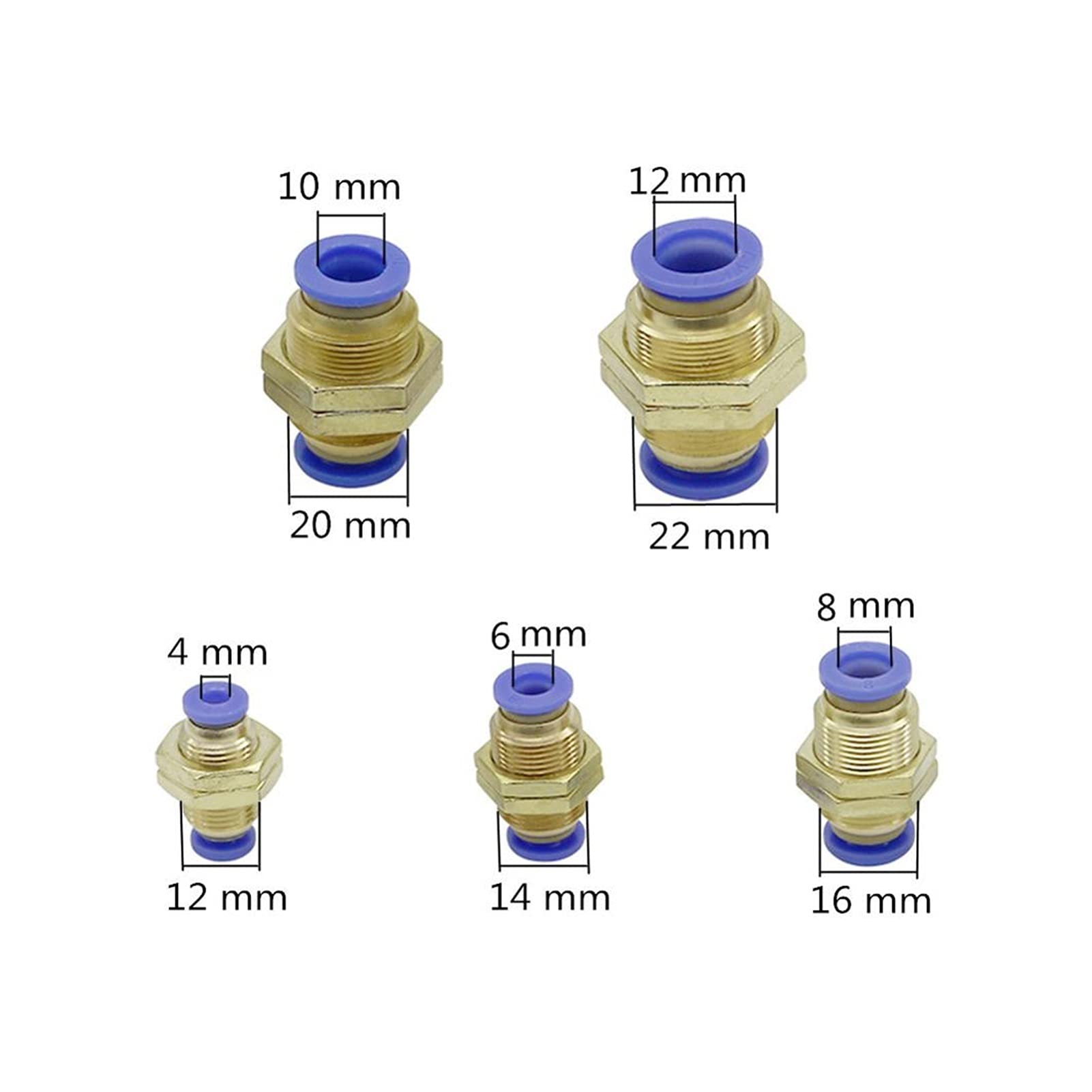 Utility Hose Butt Hose Connector Adapter Garden Straight Partition Connector 4Mm 6Mm 8Mm 10Mm 12Mm Od Hose Pipe One-Click Push-In 3 Pieces of Pm Pneumatic Pipe Fittings/Diameter 12Mm