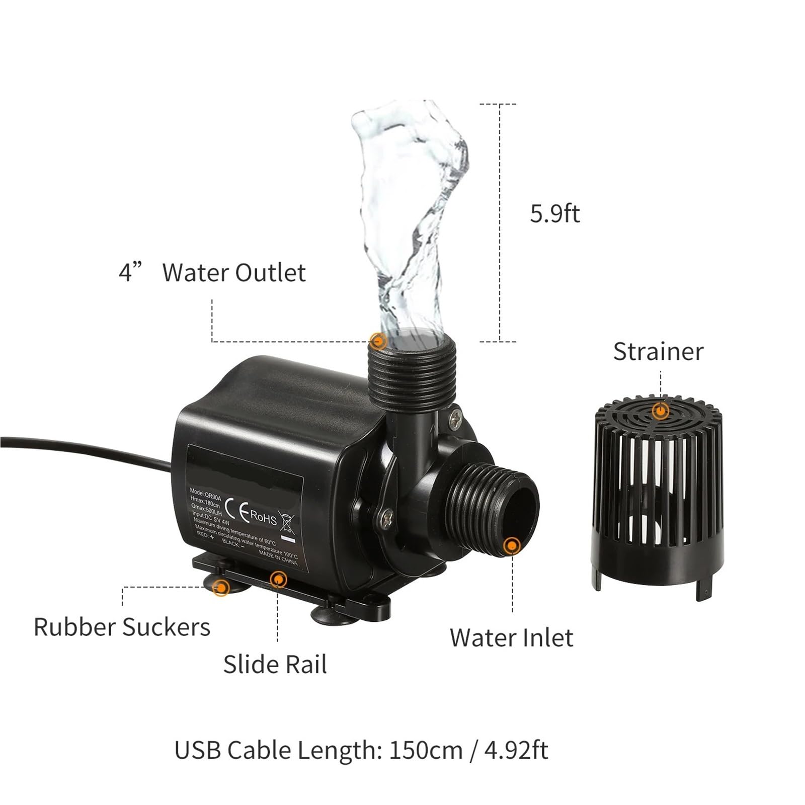 Bomba de fuente sumergible DC12V para acuario, estanque, circulante, USB, sin escobillas, micro bomba de agua y aceite, impermeable