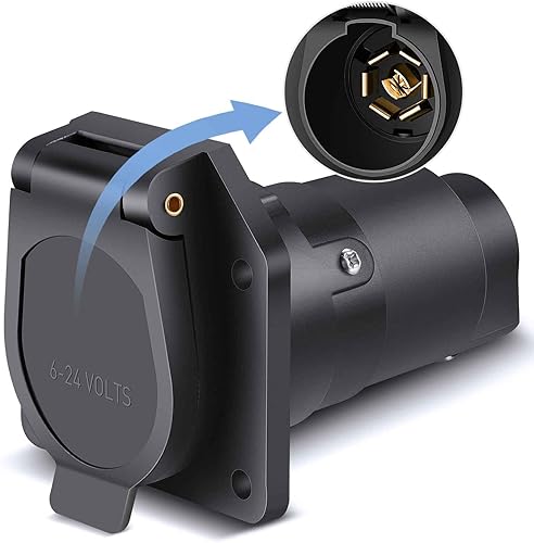 Nilight Enchufe de conector redondo de 7 pines macho para remolque, 7 polos, enchufe de 7 polos, enchufe de repuesto lateral del vehículo de 7 vías